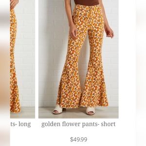 Floral corduroy bell bottom pants